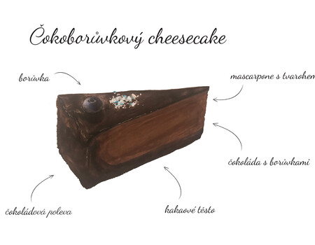 Čokoborůvkov&yacute; cheesecake